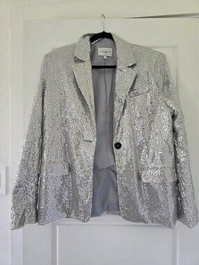 NA-KD oversized Silver Sequin Blazer